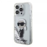 Karl Lagerfeld iPhone 15 Pro Kuoret Liquid Glitter NFT Karl Silver