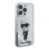 Karl Lagerfeld iPhone 15 Pro Kuoret Liquid Glitter NFT Karl Silver