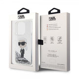 Karl Lagerfeld iPhone 15 Pro Kuoret Liquid Glitter NFT Karl Silver