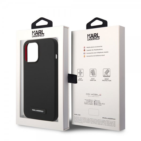 Karl Lagerfeld iPhone 15 Pro Kuori Liquid Silicone MagSafe Musta