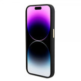 Guess iPhone 15 Pro -kuori, Liquid Silicone, Metal Logo, musta