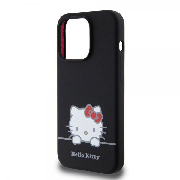 Hello Kitty iPhone 15 Pro -kuori, nestemäinen silikoni, musta