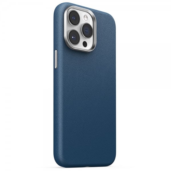 Joyroom iPhone 15 Pro -suojakuori Litchi Pattern Series MagSafe sininen