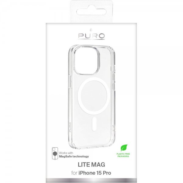 Puro iPhone 15 Pro kuori LITE MAG Transparent
