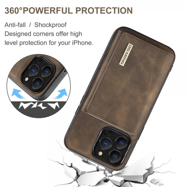 Dg.Ming iPhone 15 Pro Kuori M1-sarjan Irrotettava Korttipidike Kahvi