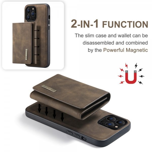 Dg.Ming iPhone 15 Pro Kuori M1-sarjan Irrotettava Korttipidike Kahvi