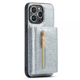 Dg.Ming iPhone 15 Pro Kuori M3-sarja Irrotettava Korttipidike Glitterhopea