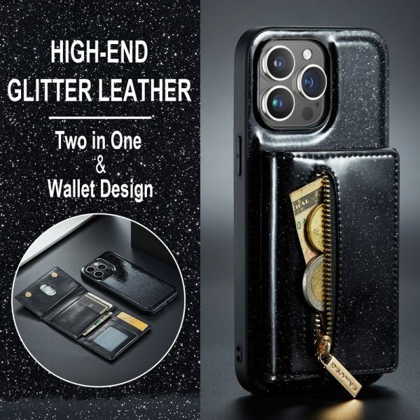 Dg.Ming iPhone 15 Pro -kuori M3 Series irrotettava korttikotelo glittermusta