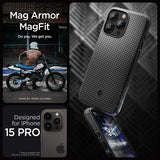Spigen iPhone 15 Pro -suojakuori Mag Armor MagFit Matte Black