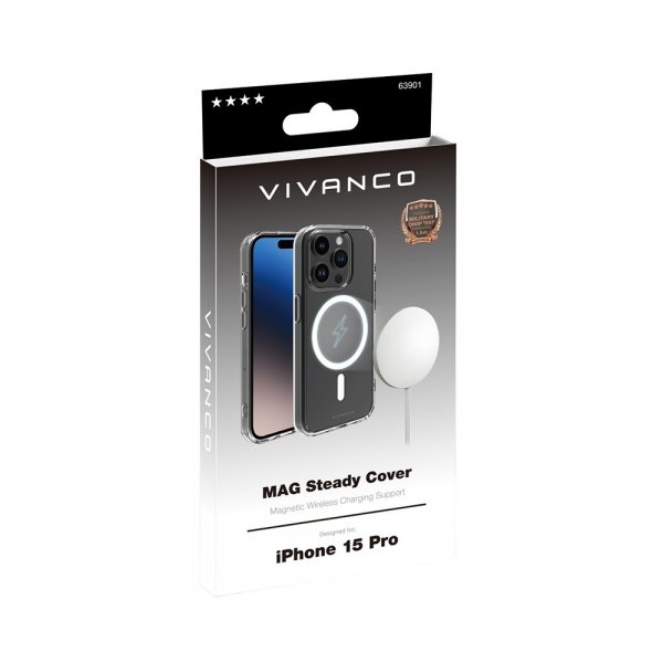 Vivanco iPhone 15 Pro -suojakuori Mag Steady Transparent