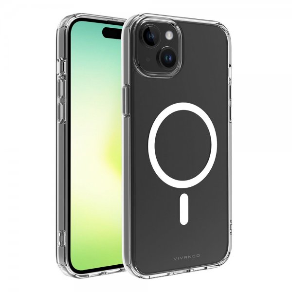 Vivanco iPhone 15 Plus Suojakuori Mag Steady Läpinäkyvä