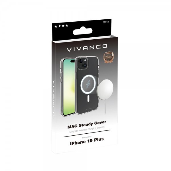 Vivanco iPhone 15 Plus Suojakuori Mag Steady Läpinäkyvä