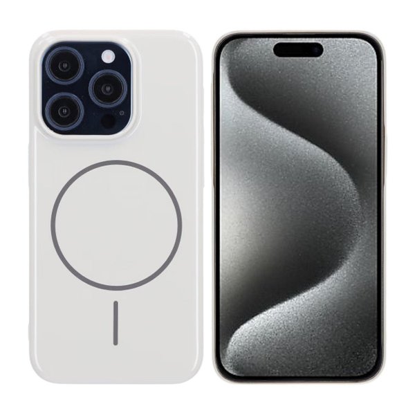 iPhone 15 Pro Kuori TPU MagSafe Kiiltävä Valkoinen