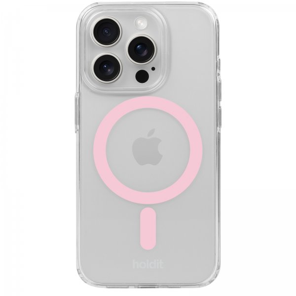holdit iPhone 15 Pro Kuori MagSafe Case Pink Transparent