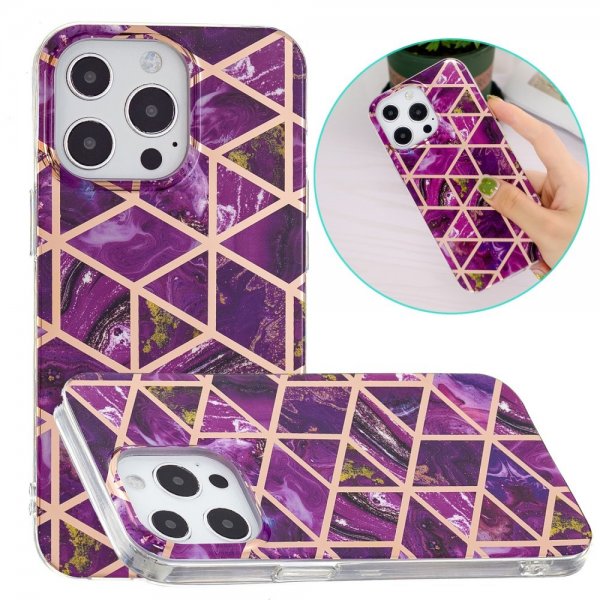 iPhone 15 Pro Kuori Marmorikuvio Violetti
