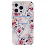 iPhone 15 Pro Kuori Marmorikuvio Ruusut Pinkki