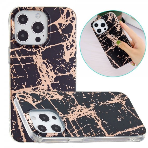 iPhone 15 Pro Kuori Marmorikuvio Musta