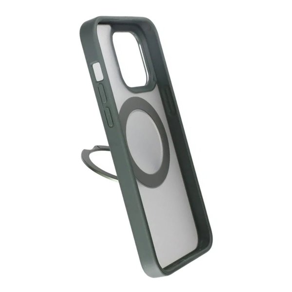 Rvelon iPhone 15 Pro -kuoret kääntyvällä MagSafe-jalustalla, vihreä
