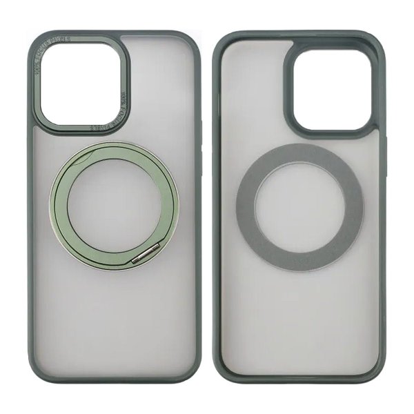 Rvelon iPhone 15 Pro -kuoret kääntyvällä MagSafe-jalustalla, vihreä