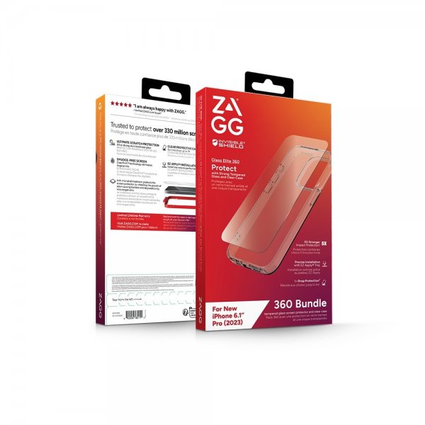 ZAGG InvisibleShield iPhone 15 Pro -kuori ja Glass Elite 360 -näytönsuoja