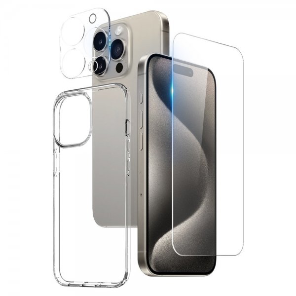 Northjo iPhone 15 Pro -suojakuori näytönsuojalla ja kamerasuojalla 3-in-1