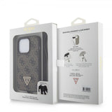 Guess iPhone 15 Pro Kuoret Metal Logo Strass Crossbody Strap Ruskea