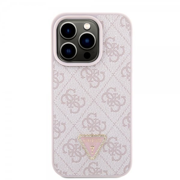 Guess iPhone 15 Pro Kuori Metal Logo Strass Crossbody Strap Ruusu