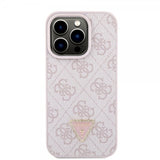 Guess iPhone 15 Pro Kuori Metal Logo Strass Crossbody Strap Ruusu