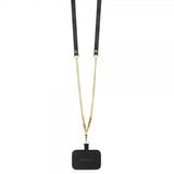 Guess iPhone 15 Pro Kuori Metal Logo Strass Crossbody Strap Musta