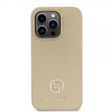 Guess iPhone 15 Pro Kuori Metal Logo Strass Kulta
