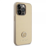 Guess iPhone 15 Pro Kuori Metal Logo Strass Kulta