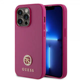 Guess iPhone 15 Pro Kuori Metallilogo Strassi Metallinruusufininen