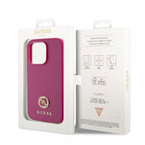 Guess iPhone 15 Pro Kuori Metallilogo Strassi Metallinruusufininen