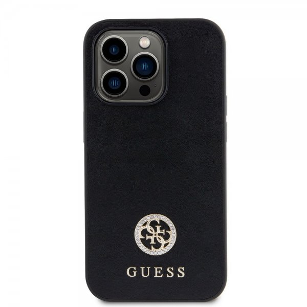 Guess iPhone 15 Pro Kuori Metal Logo Strass Musta