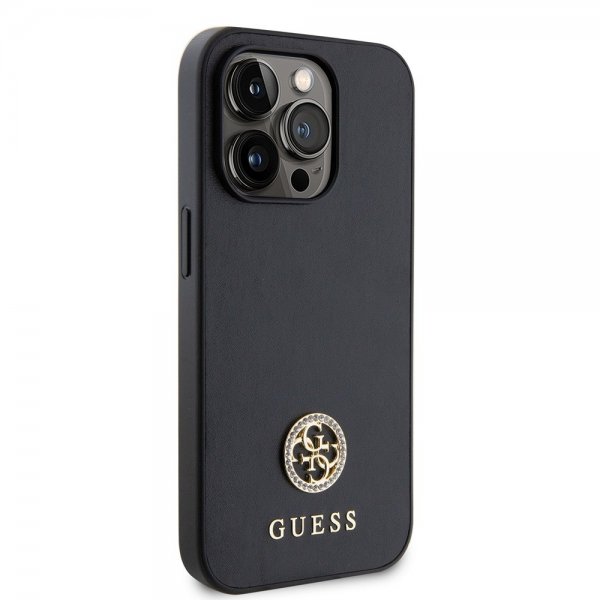 Guess iPhone 15 Pro Kuori Metal Logo Strass Musta