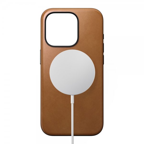 Nomad iPhone 15 Pro -suojakuori, moderni nahkakuori, English Tan