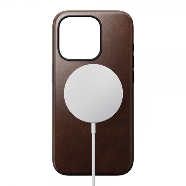 Nomad iPhone 15 Pro -suojakuori Modern Leather Case Horween Rustic Brown