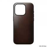 Nomad iPhone 15 Pro -suojakuori Modern Leather Case Horween Rustic Brown