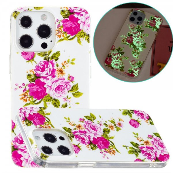 iPhone 15 Pro Kuori Ruusukuvio Valkoinen