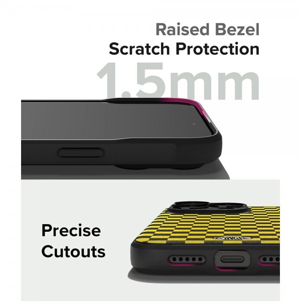 Ringke iPhone 15 Pro Kuori Onyx Design Checkerboard Keltainen