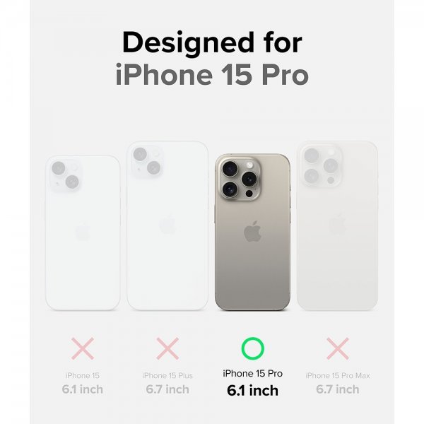 Ringke iPhone 15 Pro -suojakuori, Onyx harmaa