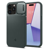 Spigen iPhone 15 Pro -suojakuori Optik Armor MagFit Abyss Green