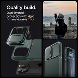 Spigen iPhone 15 Pro -suojakuori Optik Armor MagFit Abyss Green