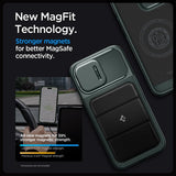 Spigen iPhone 15 Pro -suojakuori Optik Armor MagFit Abyss Green