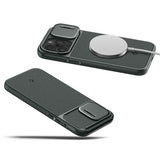 Spigen iPhone 15 Pro -suojakuori Optik Armor MagFit Abyss Green