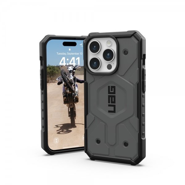 Urban Armor Gear (UAG) iPhone 15 Pro -suojakuori Pathfinder MagSafe, hopea