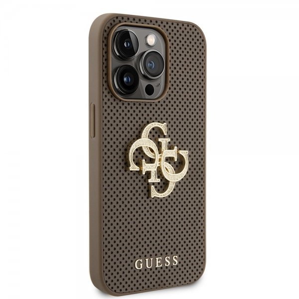 Guess iPhone 15 Pro kuoret Perforated Glitter Ruskea