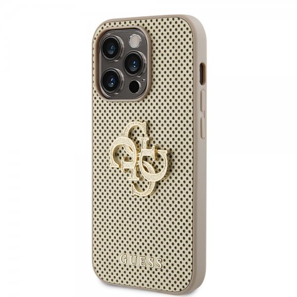 Guess iPhone 15 Pro Kuori Perforated Glitter Kulta
