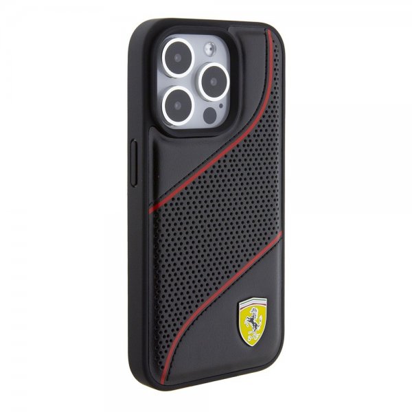 Ferrari iPhone 15 Pro Kuori Rei'itetty Musta