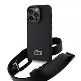 Lacoste iPhone 15 Pro -suojakuori Petit Pique Logo Strap, musta